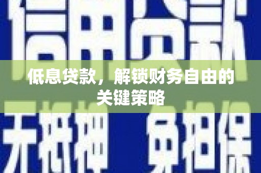 弥陀低息贷款，解锁财务自由的关键策略
